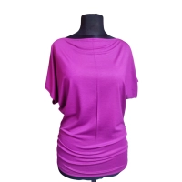 Tunika Nelly kimono z marszczeniem na biodrach - fuksja